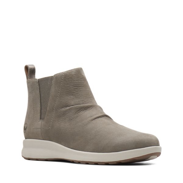 Clarks Womens Un Adorn Mid Ankle Boots Taupe Nubuck | UK-4108976